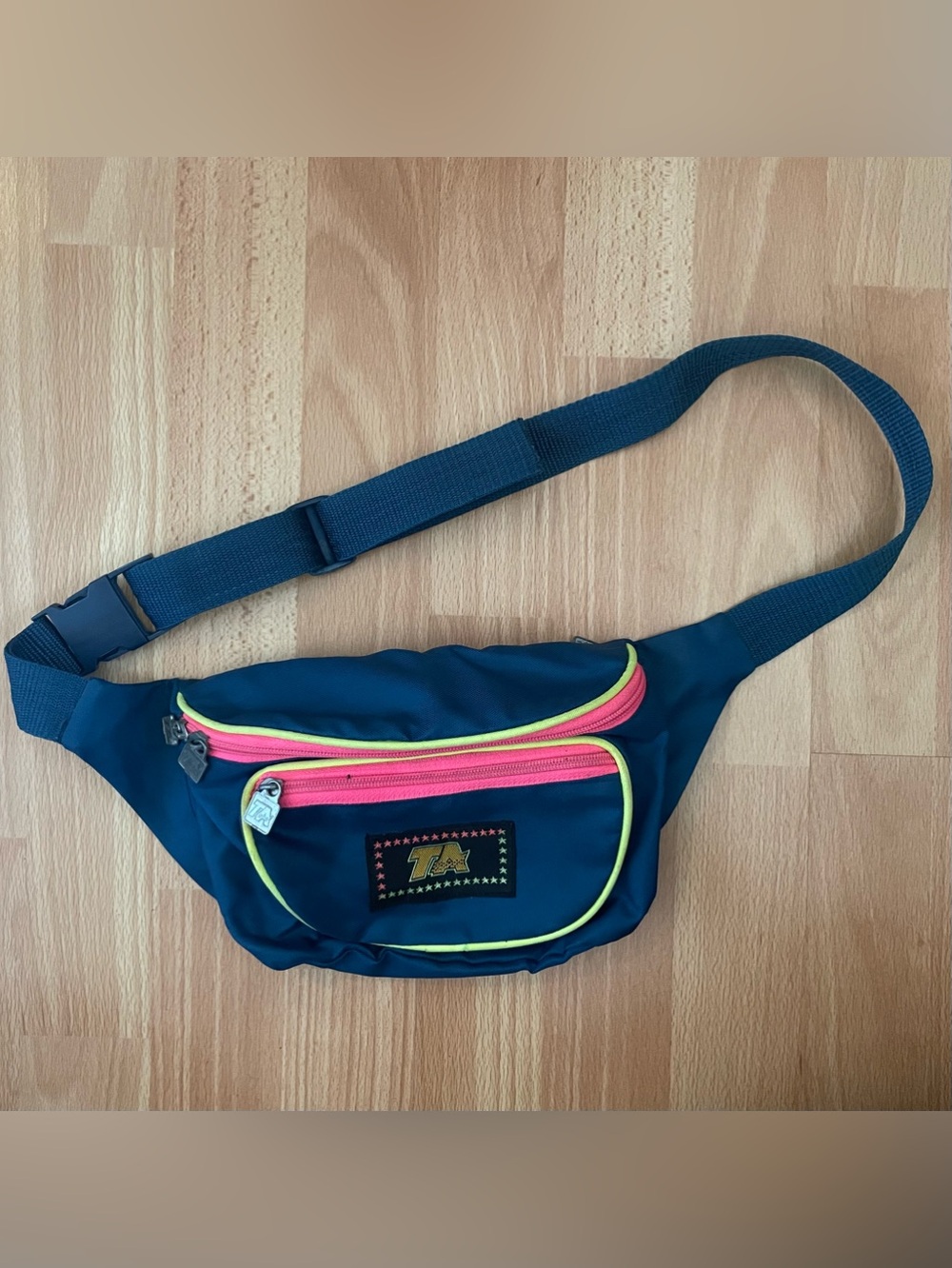Vintage TA Blue and Pink with Neon Trim Waist Bag Fanny Pack
